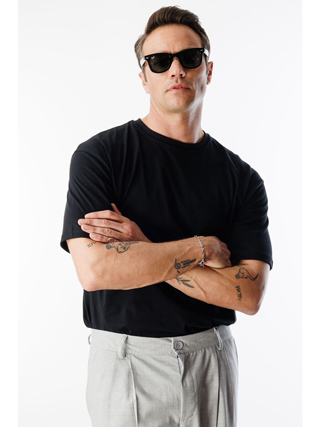 Siyah Erkek Oversize Fit %100 Organik Pamuk Bisiklet Yaka Tişört-1