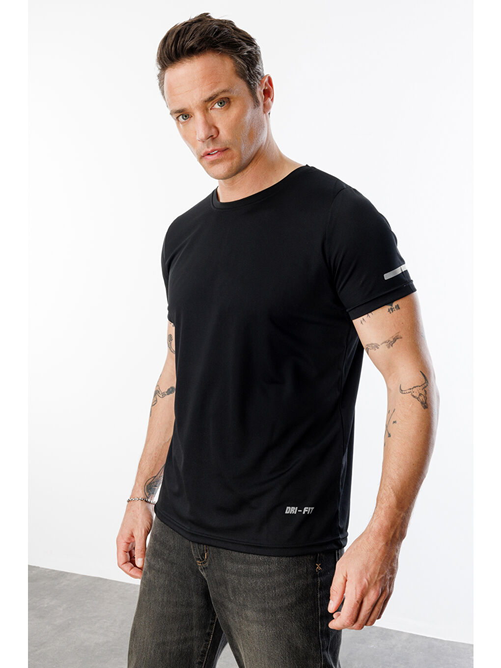 Siyah Erkek Nem Emici Hızlı Kuruma Atletik Teknik Performans Spor T-shirt DRIFIT-KISAKOLNEW-2