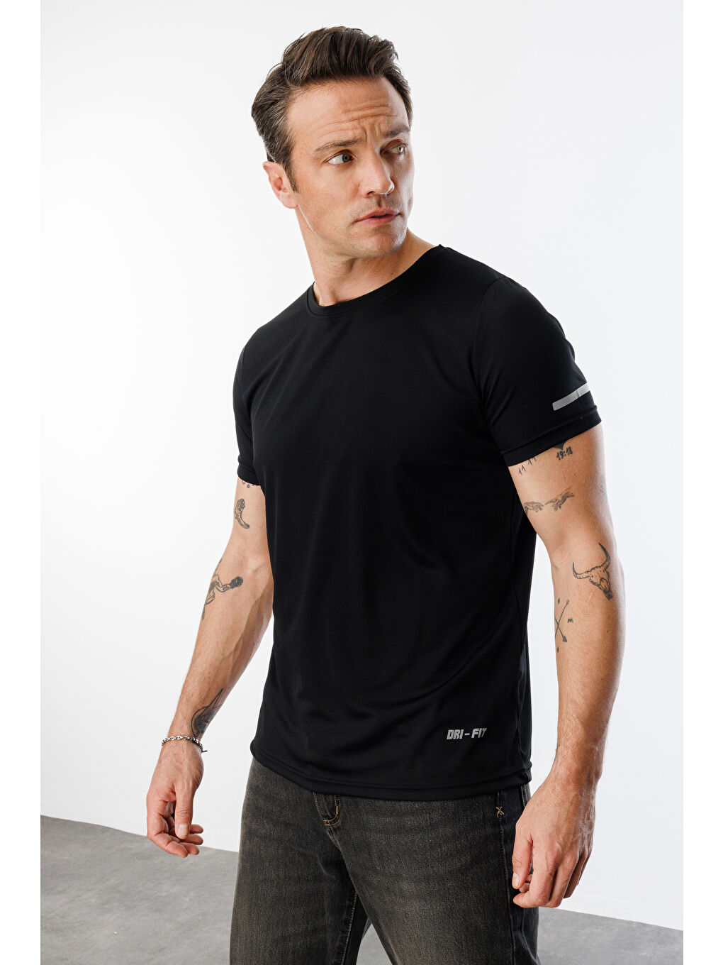 Siyah Erkek Nem Emici Hızlı Kuruma Atletik Teknik Performans Spor T-shirt DRIFIT-KISAKOLNEW-3