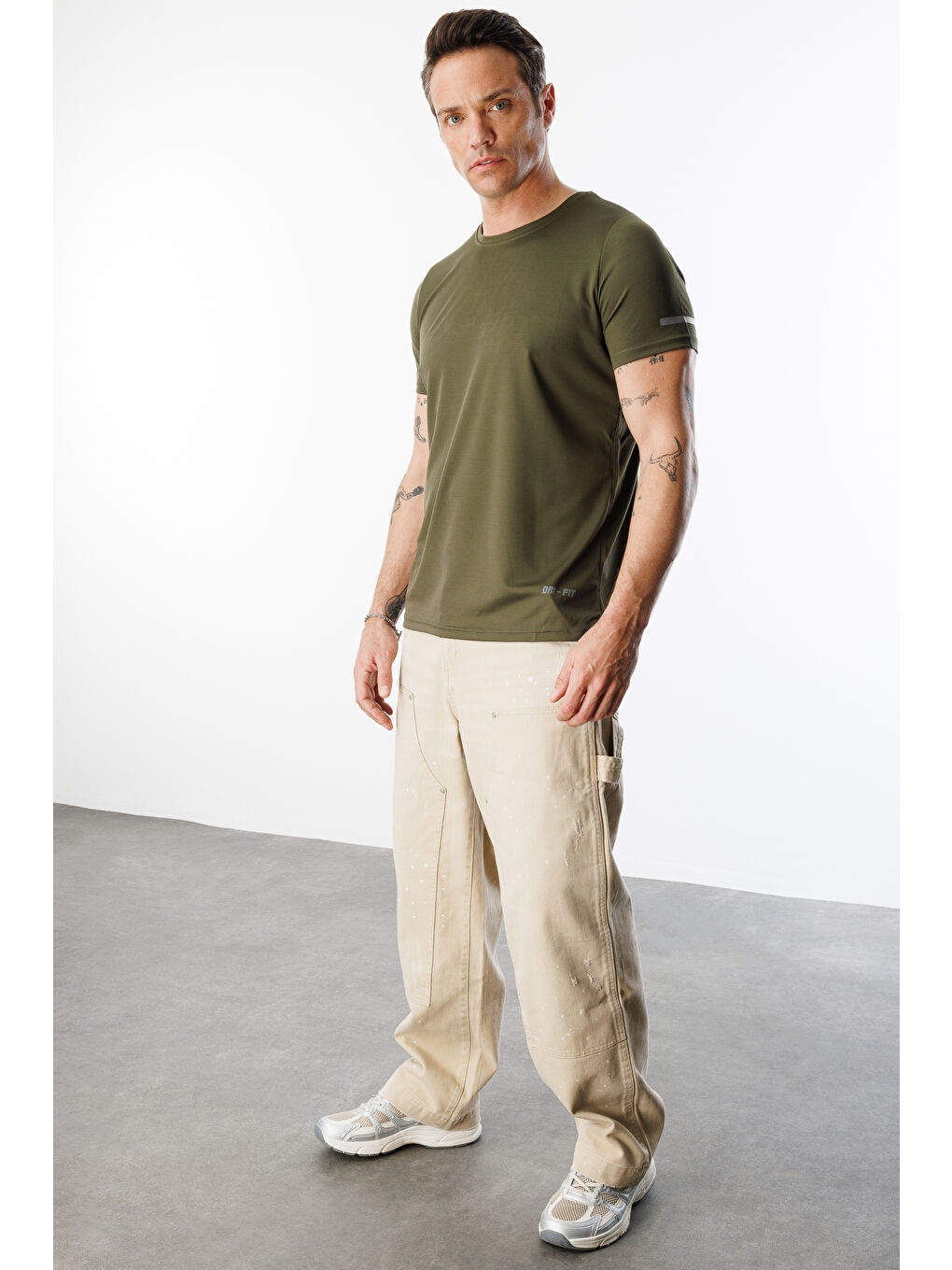 Haki Erkek Nem Emici Hızlı Kuruma Atletik Teknik Performans Spor T-shirt DRIFIT-KISAKOLNEW-2