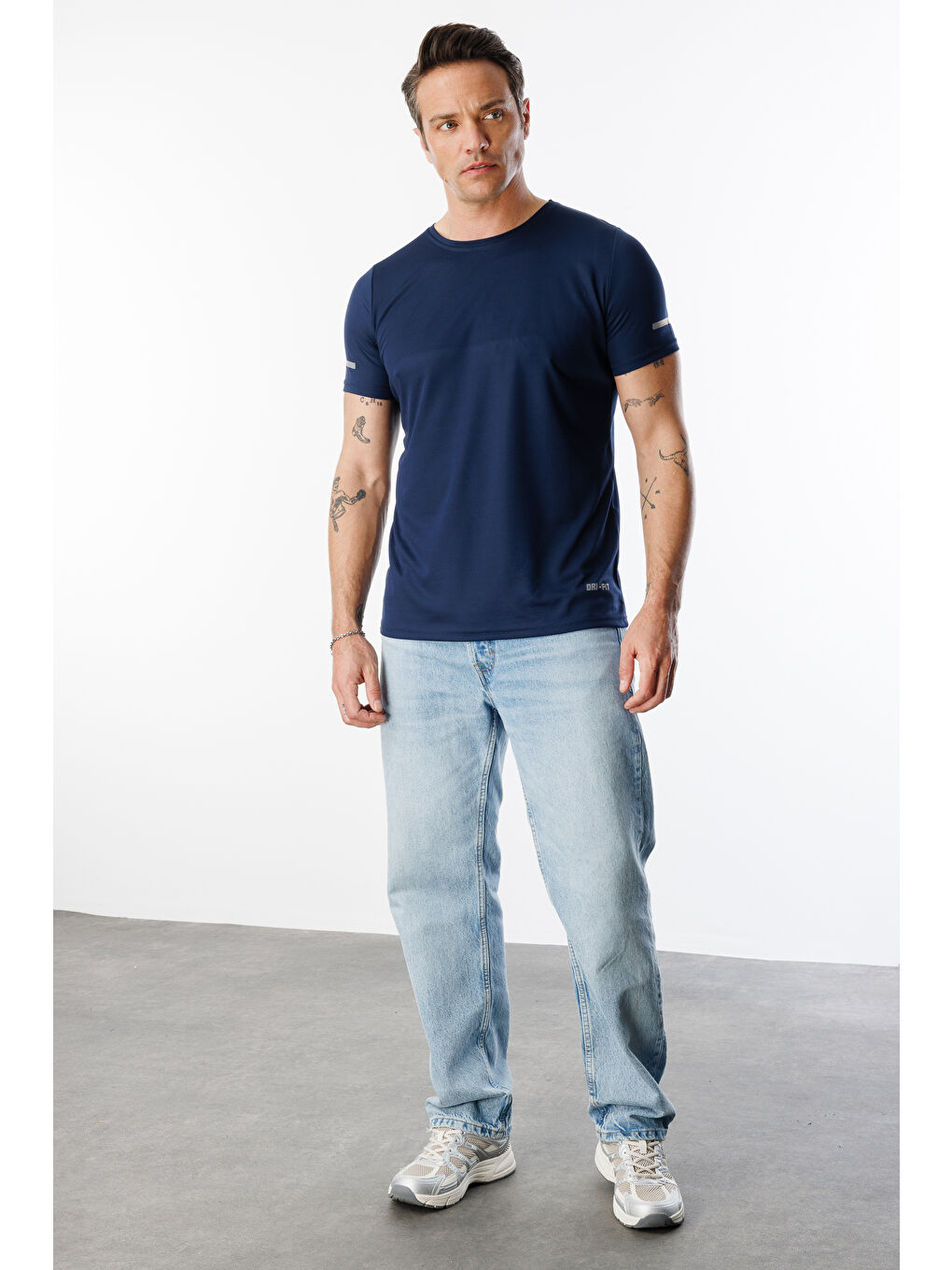 Lacivert Erkek Nem Emici Hızlı Kuruma Atletik Teknik Performans Spor T-shirt DRIFIT-KISAKOLNEW-1