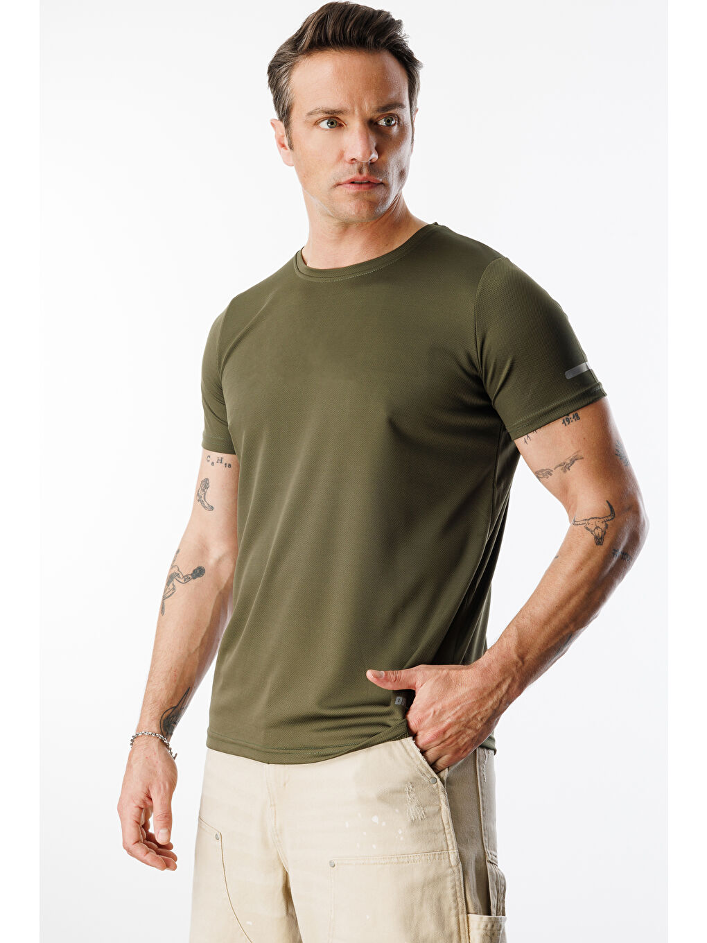 Haki Erkek Nem Emici Hızlı Kuruma Atletik Teknik Performans Spor T-shirt DRIFIT-KISAKOLNEW-3