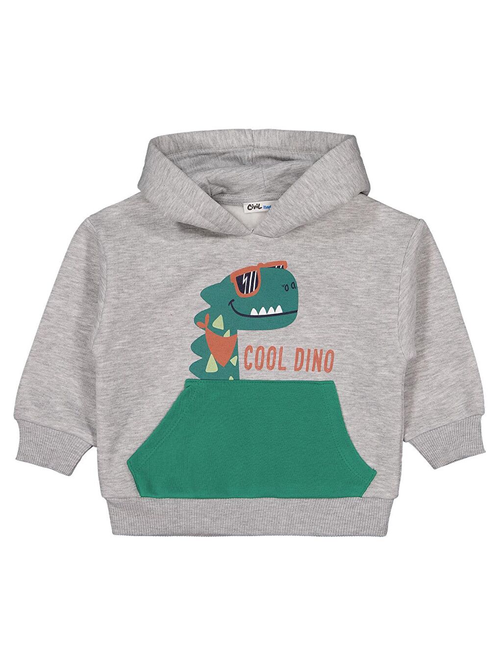 Boys Dino Baskılı 2-5 Yaş Sweatshirt - Gri
