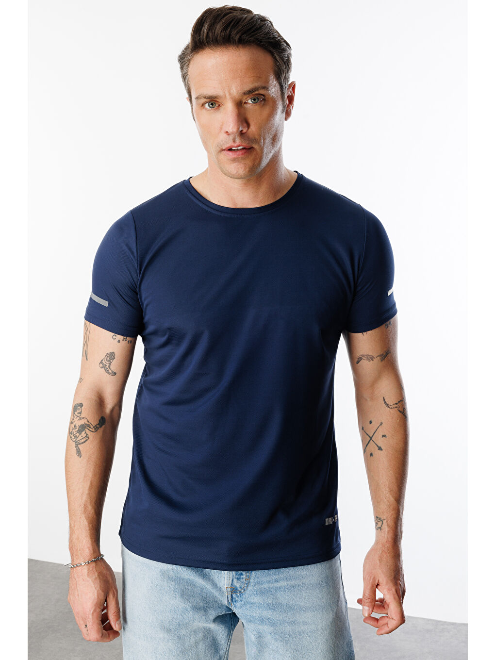 Lacivert Erkek Nem Emici Hızlı Kuruma Atletik Teknik Performans Spor T-shirt DRIFIT-KISAKOLNEW-4