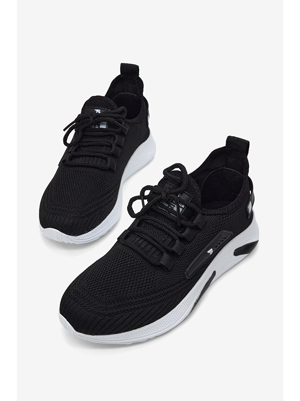 Erkek Siyah Beyaz Esnek Konforlu Rahat Kalıp Spor Ayakkabı-2