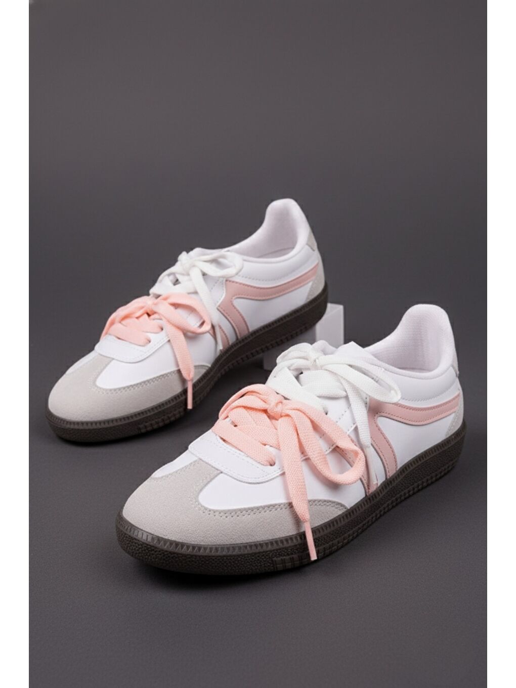 Pembe ETRO Çift Bağcıklı Günlük Kadın Sneaker Spor Ayakkabı-5