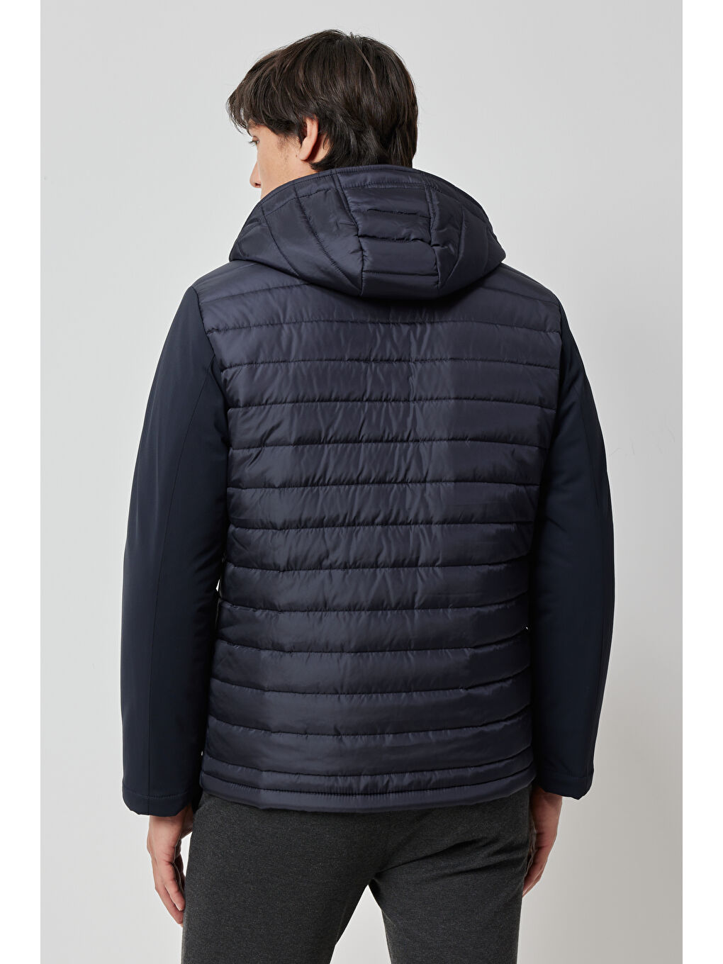 Erkek Lacivert Standart Fit Normal Kesim Dik Yaka Kışlık Kaban-7