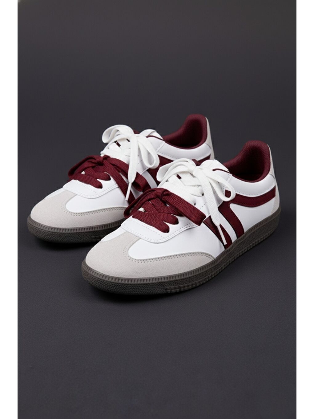 Bordo ETRO Çift Bağcıklı Günlük Kadın Sneaker Spor Ayakkabı-5