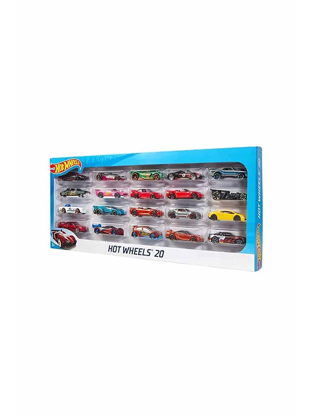 Hot Wheels Beyaz-Renklibaskı Yirmili Araba Seti