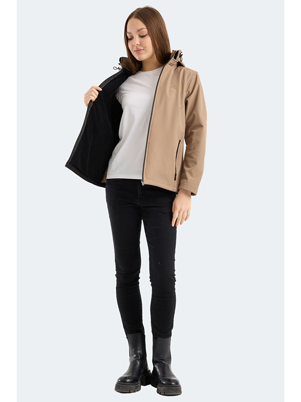 HEAT CONTROL Kadın Çıkarılabilir Kapüşonlu Bej Mont & Kaban-6