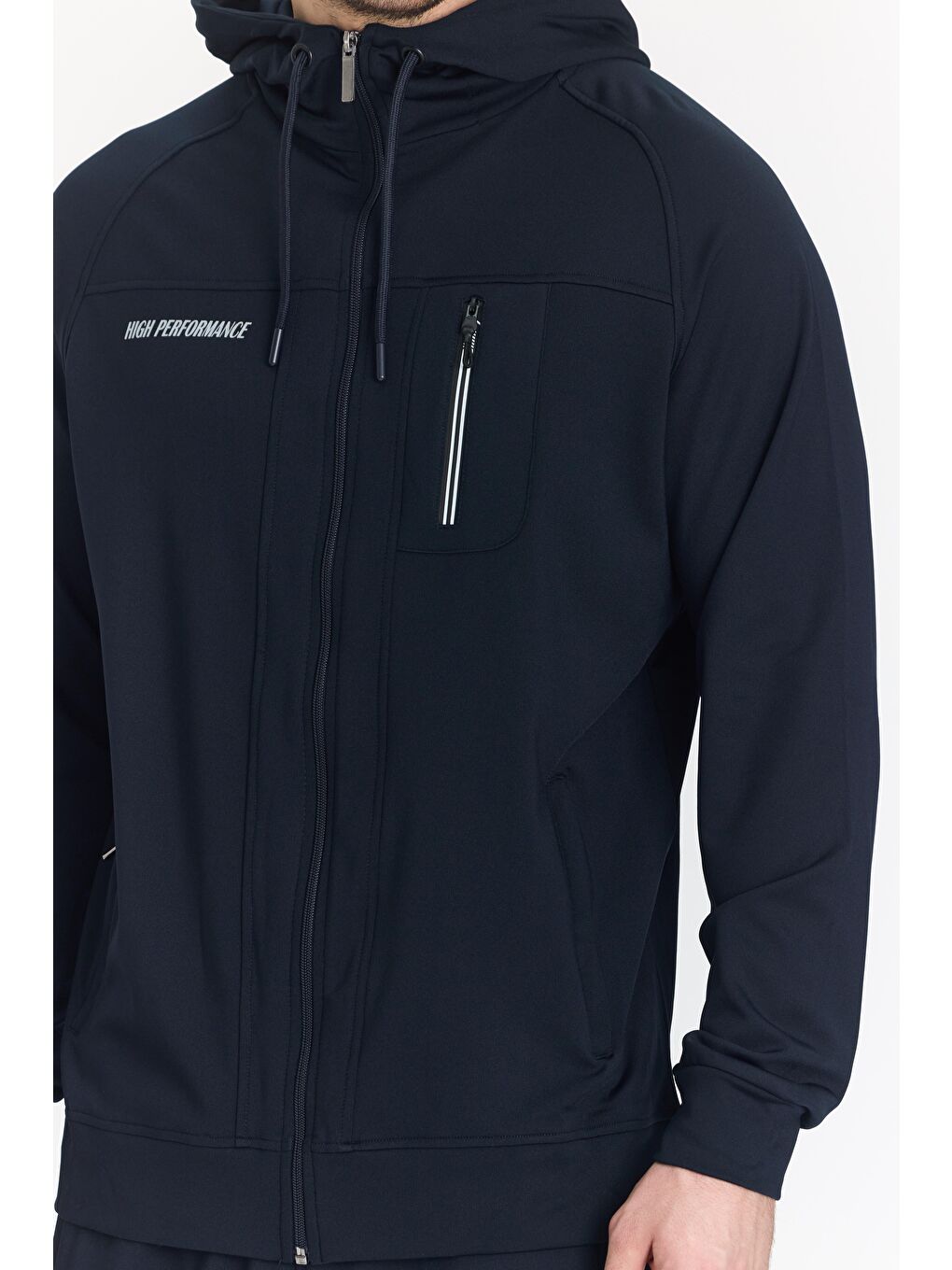 Şardonlu Dalgıç Kapüşonlu Erkek Eşofman Takımı Lacivert 5725-L-6