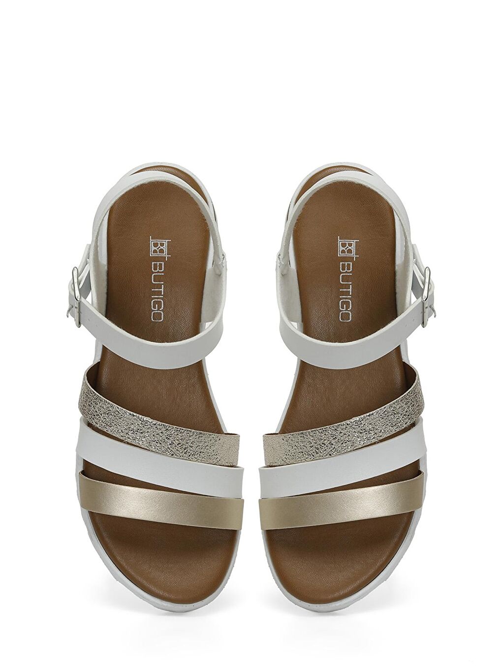 Sarı 24S-165 4FX Altın Kadın Düz Sandalet-3