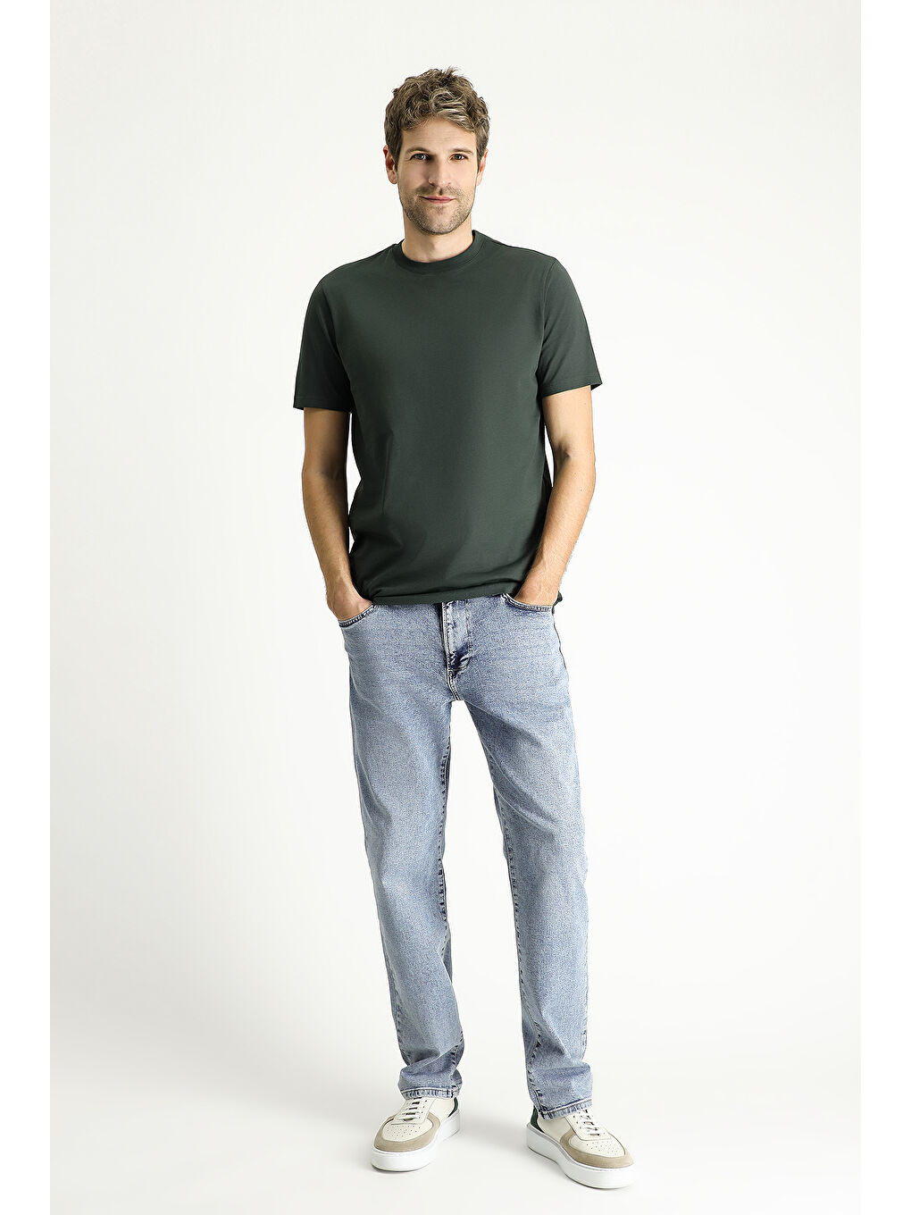 Antrasit Bisiklet Yaka Slim Fit Dar Kesim Süprem Pamuk %100 Pamuk Tişört-1