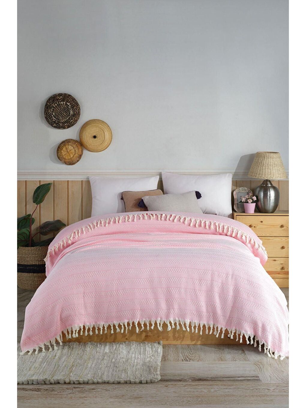 Pembe Çift Kişilik Peştamal Pike