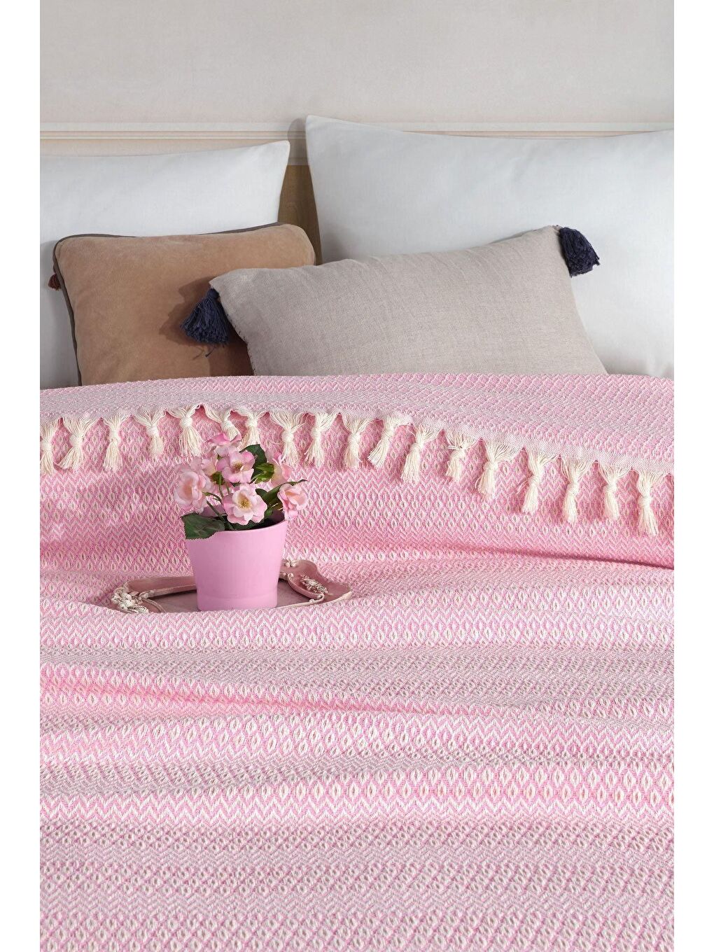 Pembe Çift Kişilik Peştamal Pike-1