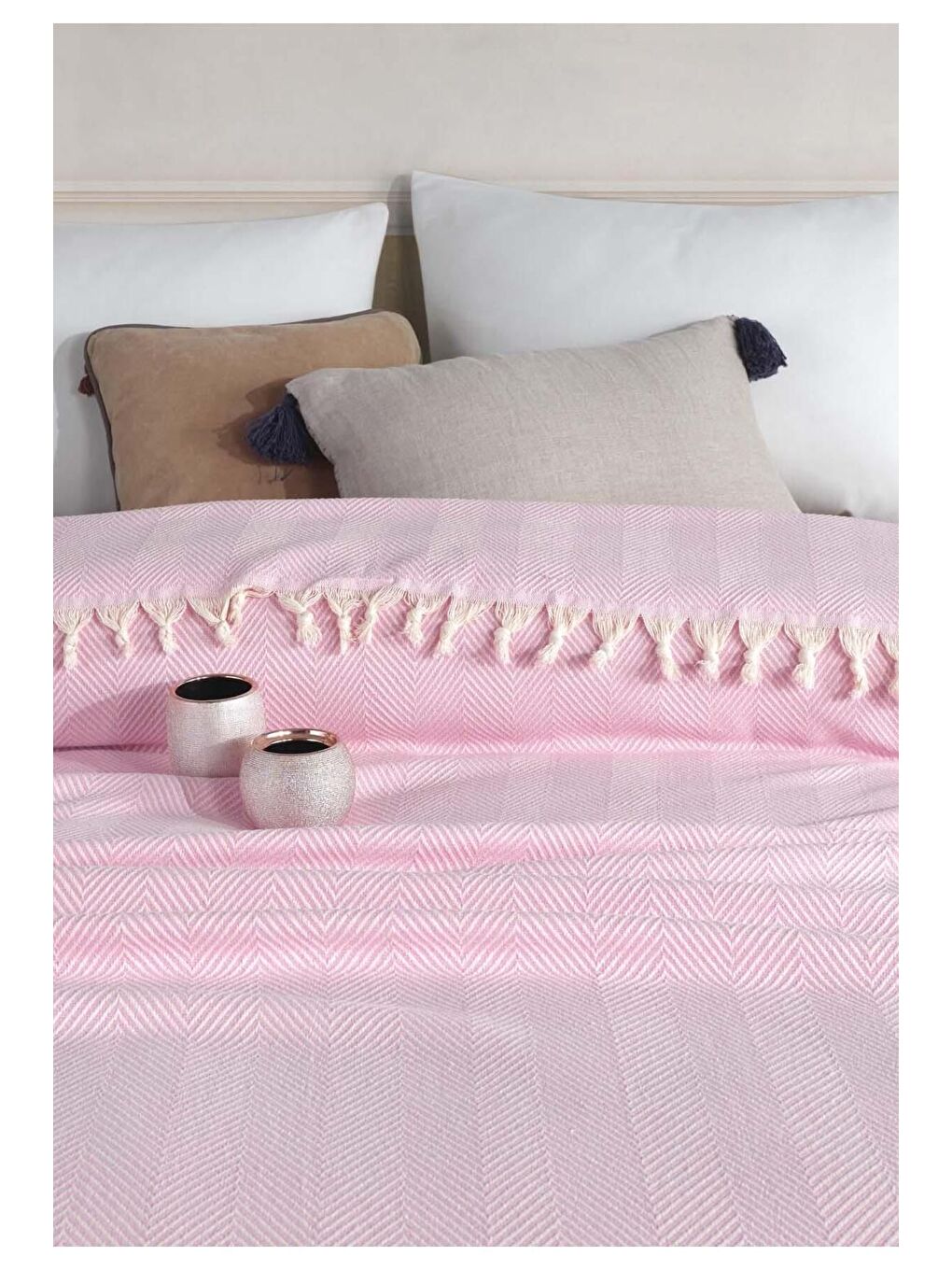 Pembe Çift Kişilik Peştamal Pike-2