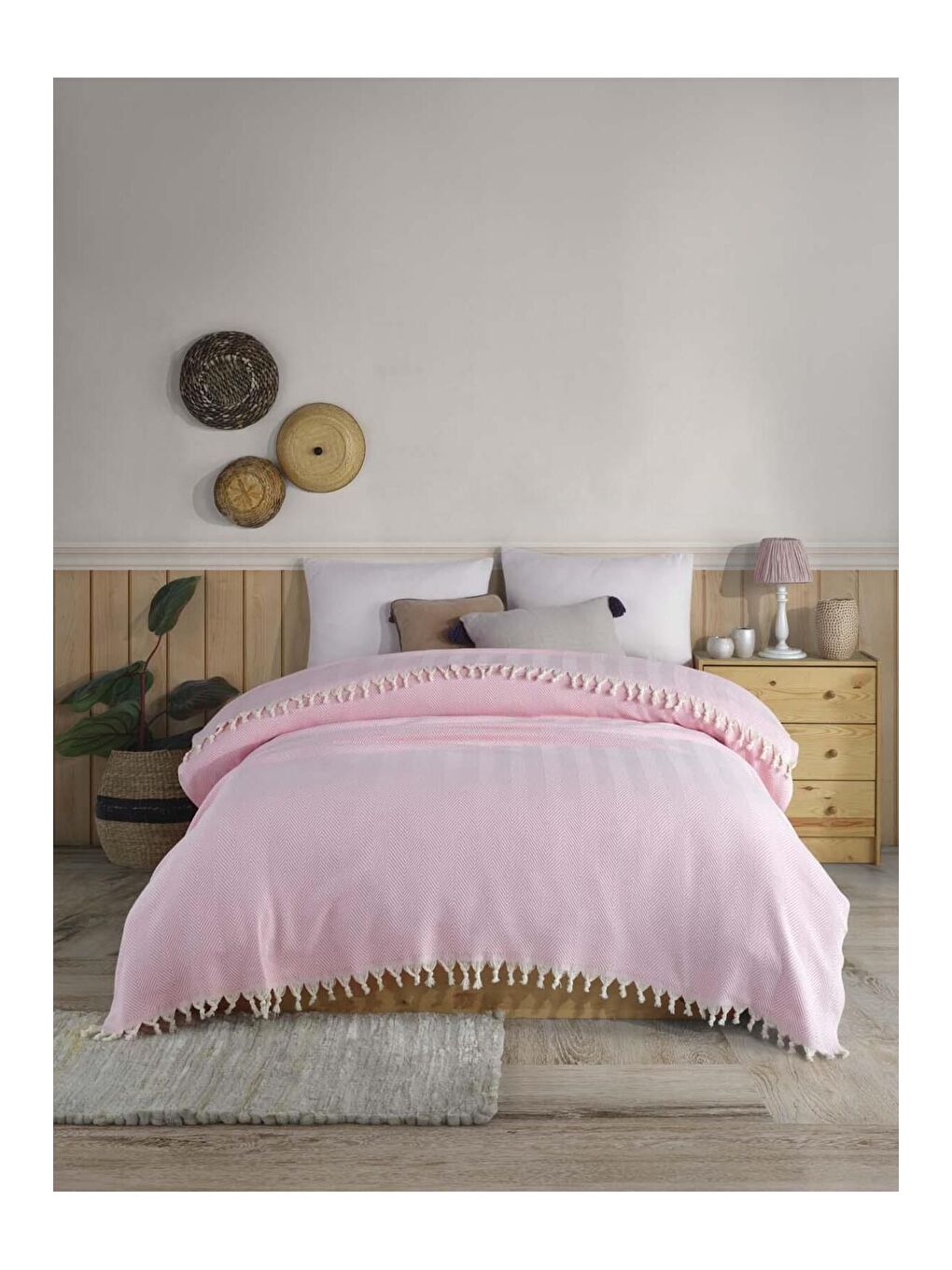 Pembe Çift Kişilik Peştamal Pike