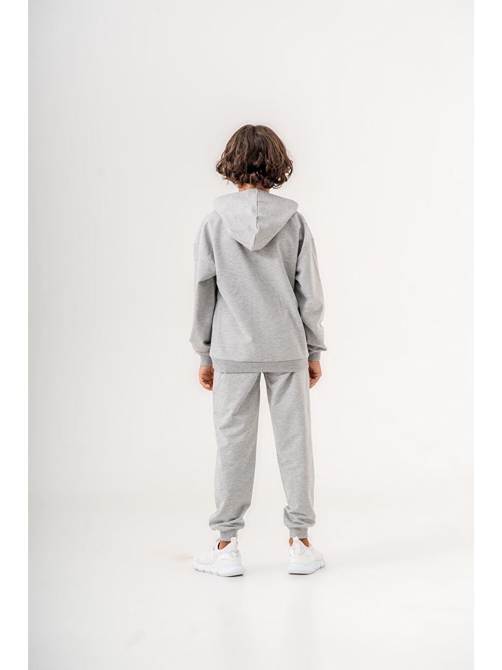 Mışıl Kids Gri Melanj Authentic Denim Los Angeles City WestSide Erkek Çocuk Alt-Üst Eşofman Takımı - 4