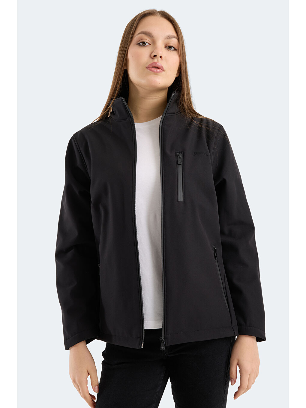 HIP STYLE Kadın Dik Yaka Fermuarlı Siyah Mont & Kaban-3