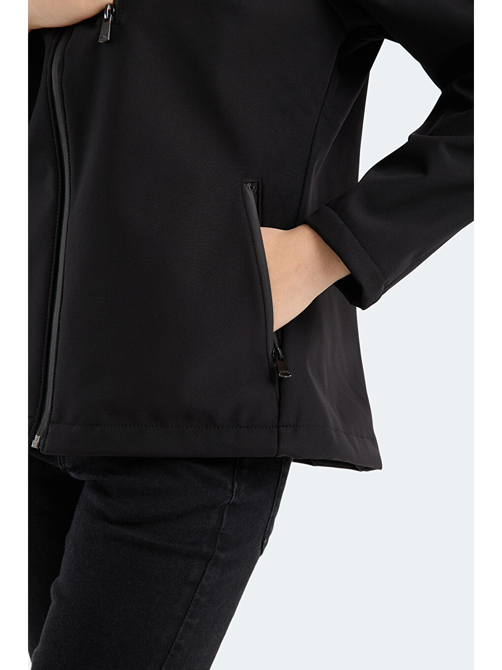 HIP STYLE Kadın Dik Yaka Fermuarlı Siyah Mont & Kaban-4