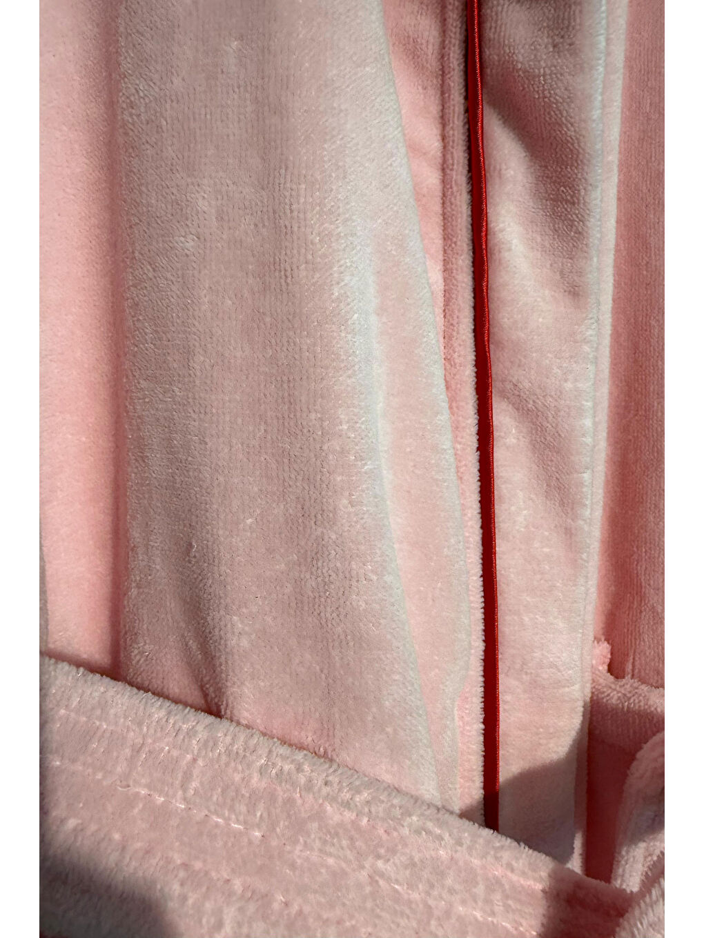 Kapüşonlu 100 Pamuk Kadife Çocuk Bornozu Pembe 9-10 Yaş-2