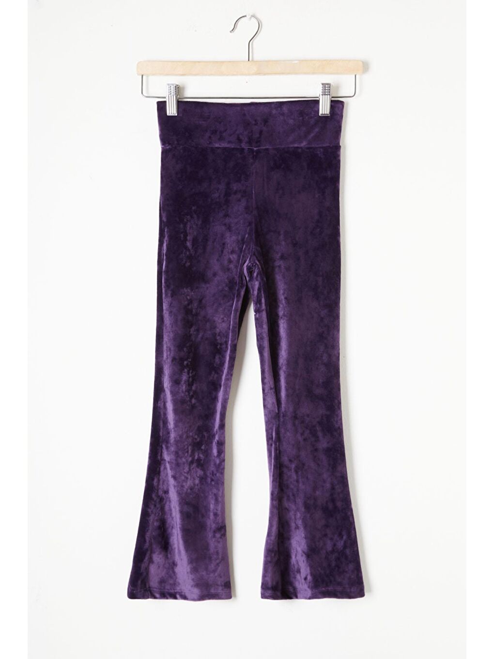 Mor İspanyol Paça Kadife Tayt Kız Çocuk 16476