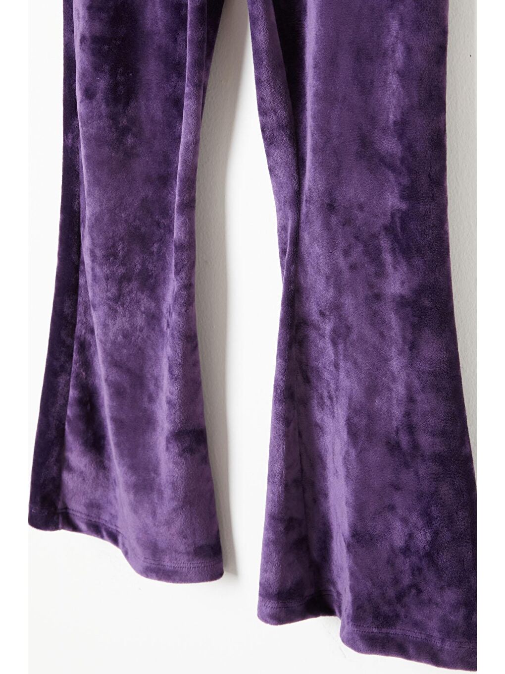 Mor İspanyol Paça Kadife Tayt Kız Çocuk 16476-1