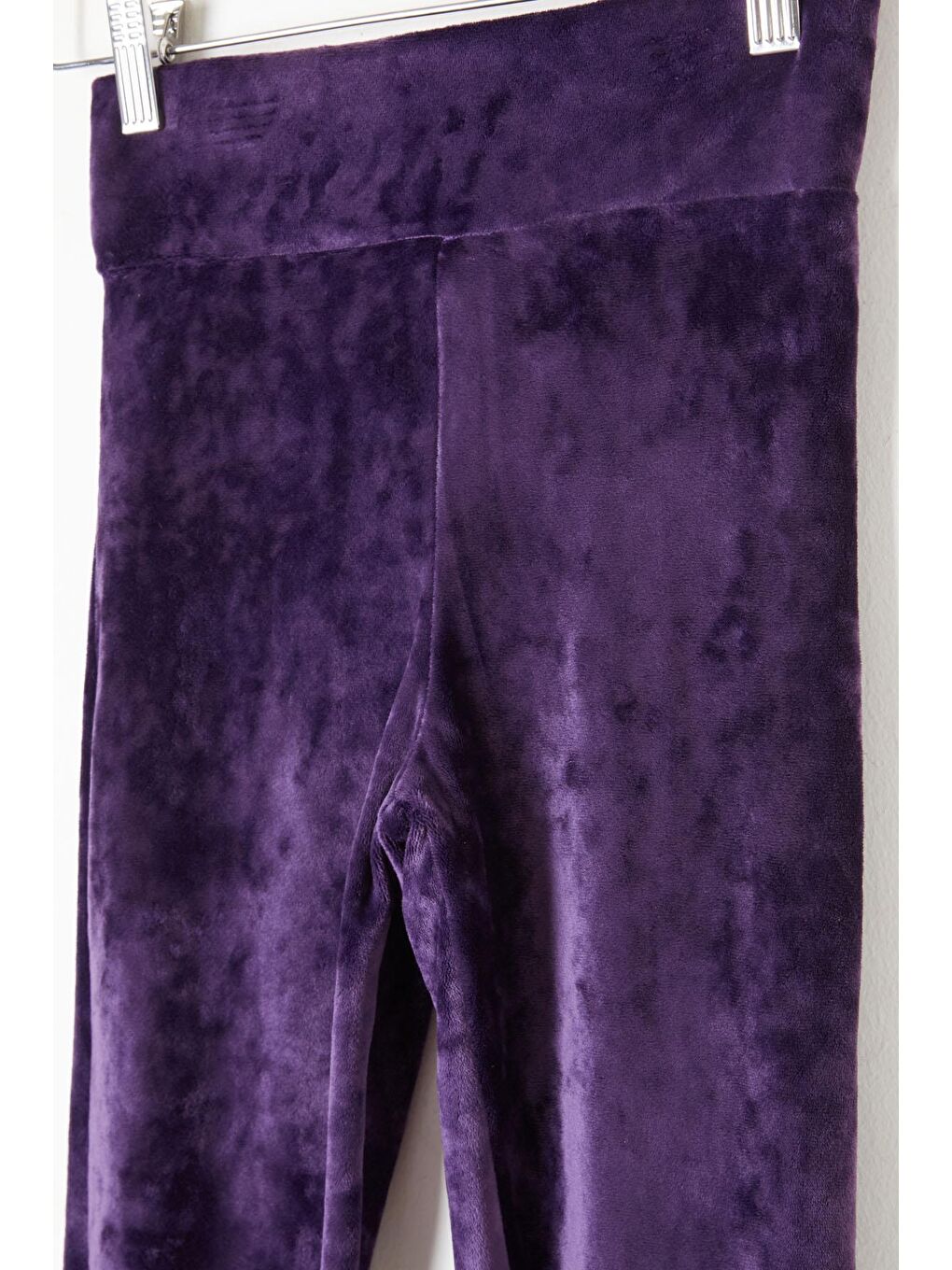 Mor İspanyol Paça Kadife Tayt Kız Çocuk 16476-2