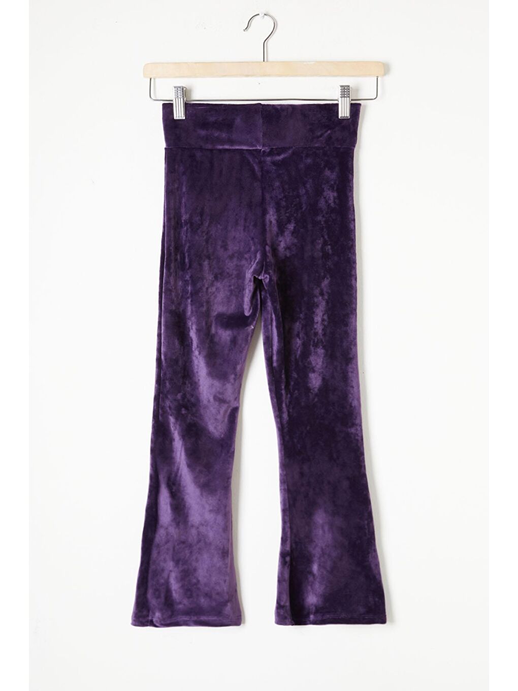Mor İspanyol Paça Kadife Tayt Kız Çocuk 16476-3