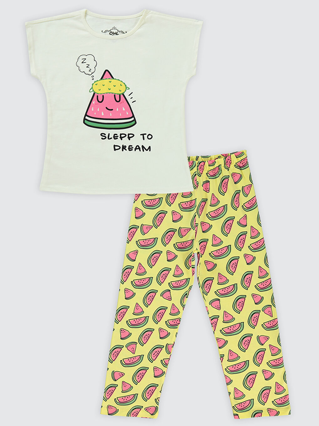 Girls Kız Çocuk Pijama Takımı 10-13 Yaş Açık Sarı