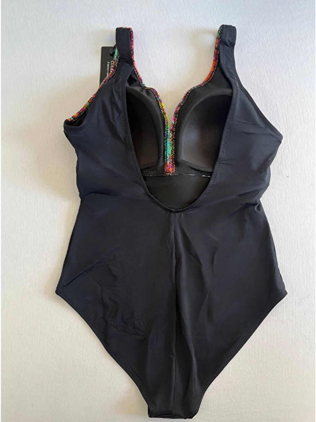 Kadın Siyah Çok Renkli V Yaka Yüzücü Mayo HZL25S-LC4008-3