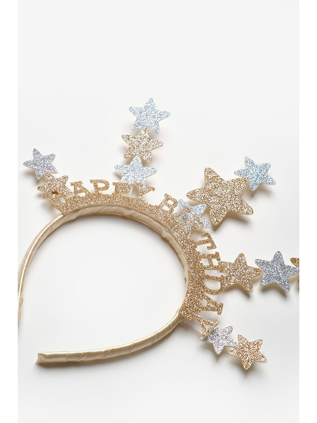 Sarı Altın Yıldızlı Happy Birthday Kız Çocuk Taç-1