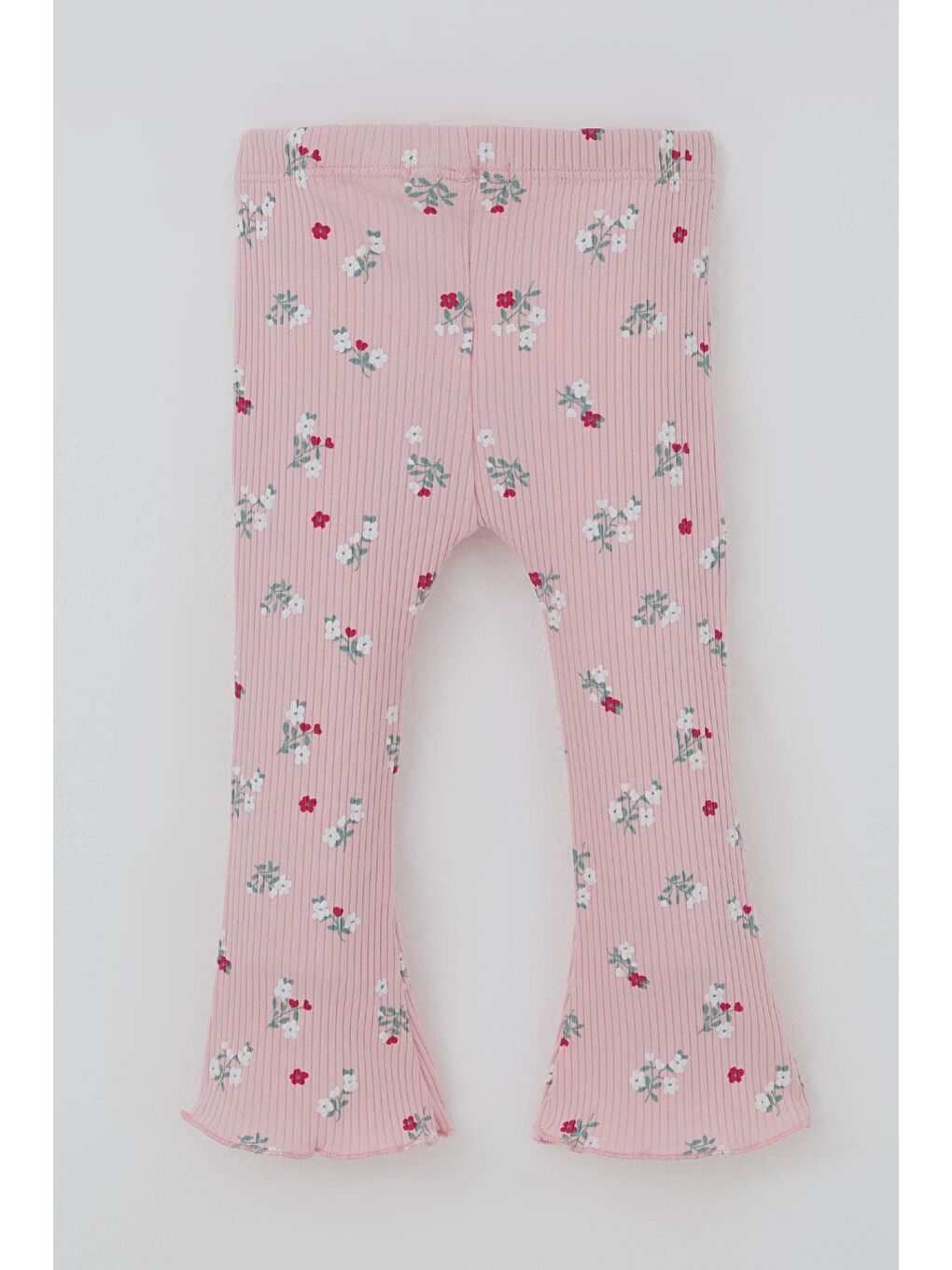 Kız Bebek Taytlı Takım Çiçek Desenli Yaka Kısmı Fırfır Detaylı Pembe (6 Ay-2 Yaş)-4