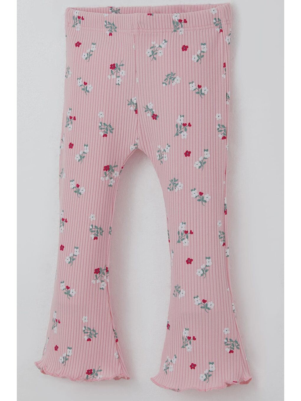 Kız Bebek Taytlı Takım Çiçek Desenli Yaka Kısmı Fırfır Detaylı Pembe (6 Ay-2 Yaş)-5