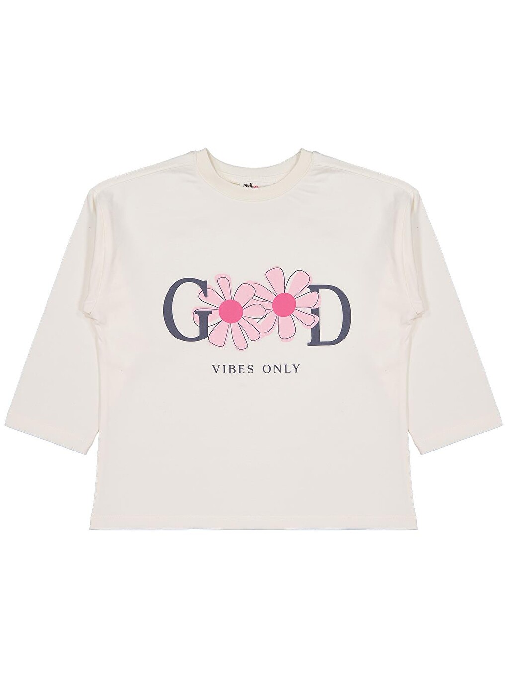 Girls Good Baskılı 6-9 Yaş Sweatshirt - Ekru