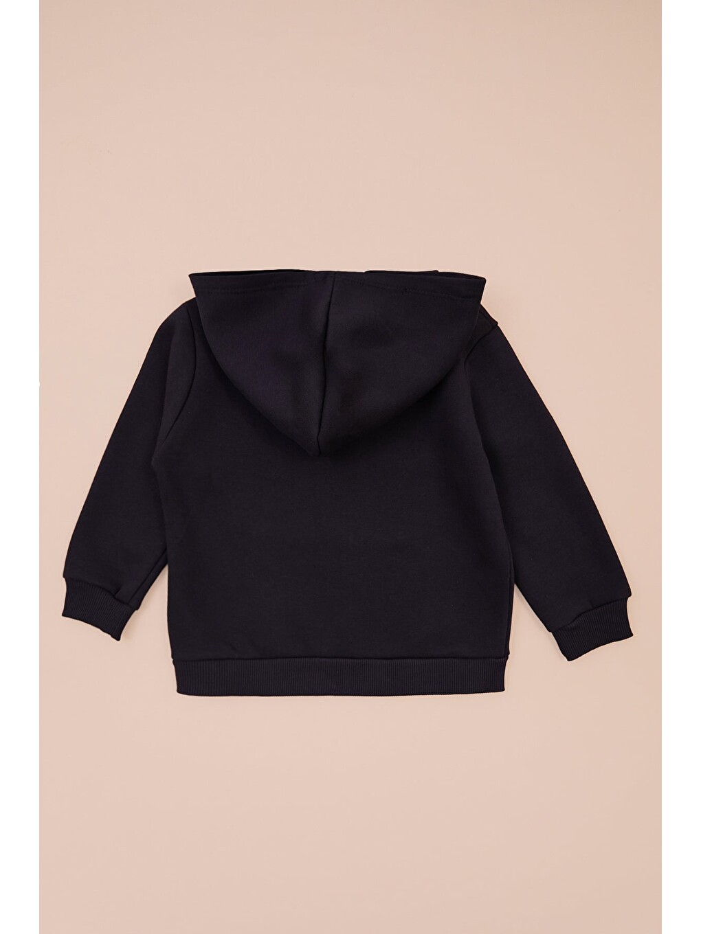 Siyah Kapüşonlu Fermuarlı Unisex Çocuk Sweatshirt-2