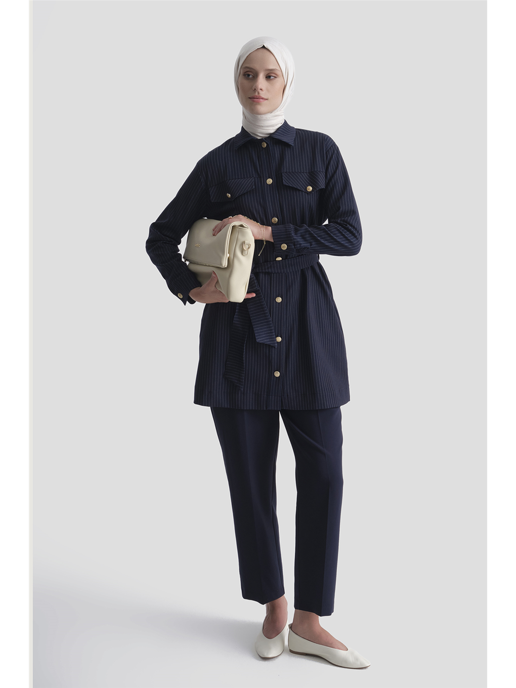 Beli Lastikli Pantolon Lacivert-1