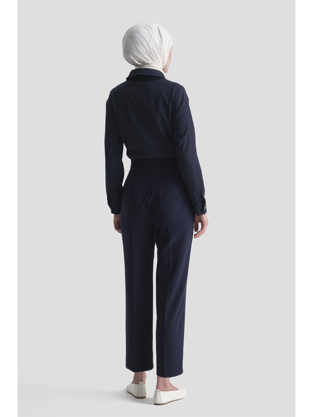 Beli Lastikli Pantolon Lacivert-3