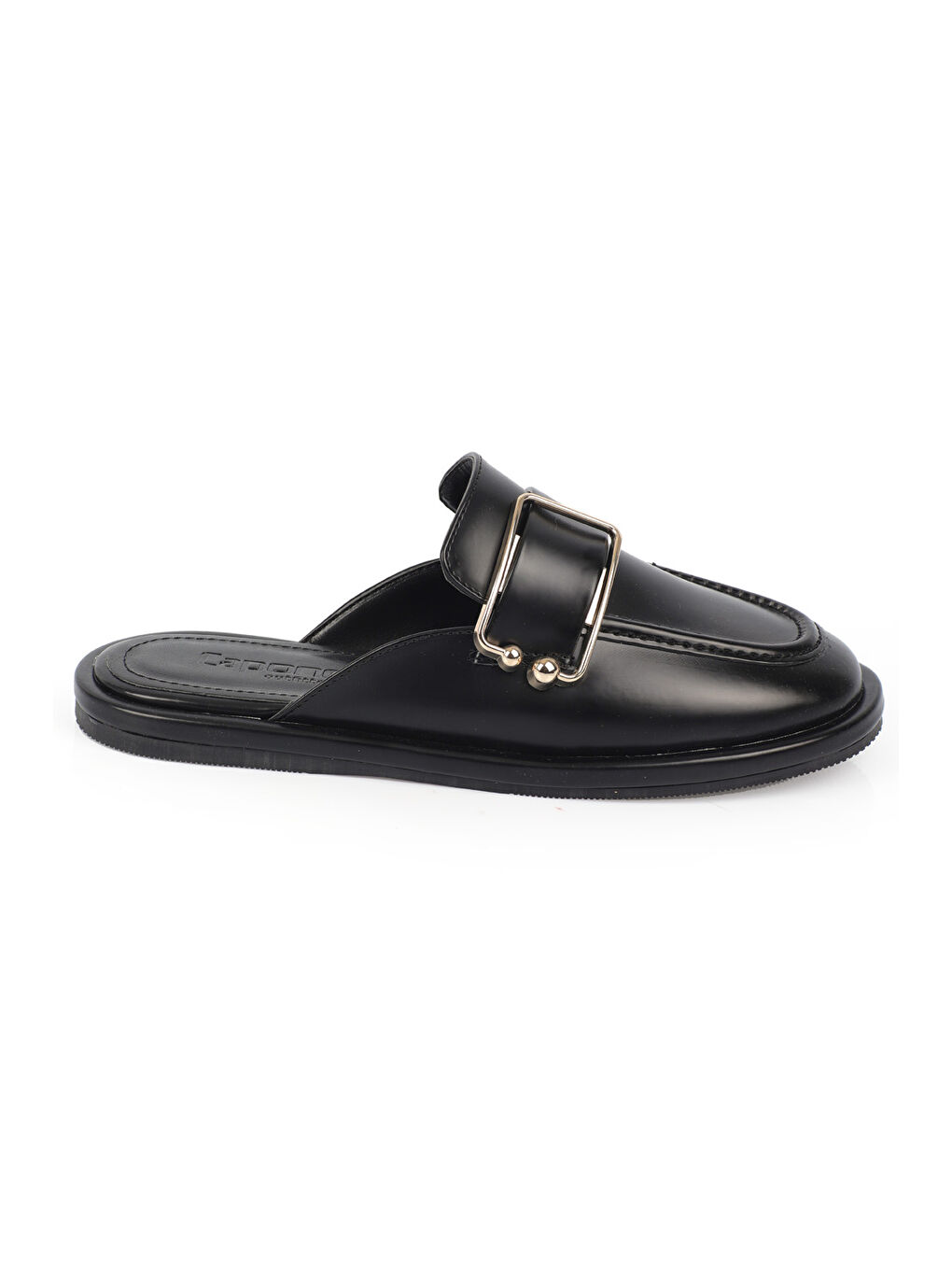 Siyah Metal Tokalı Kapalı Kadın Terlik-2