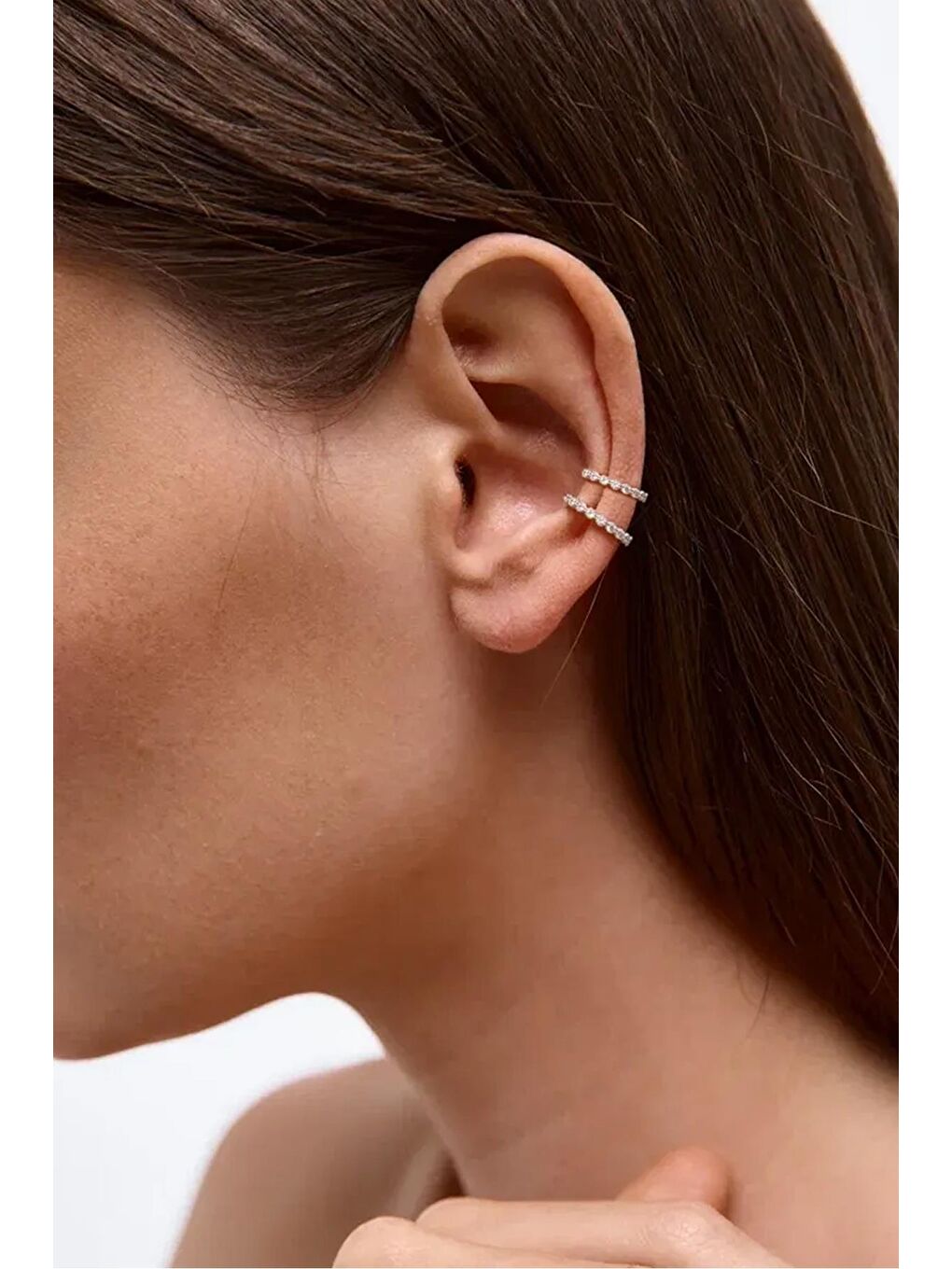 Sarı Zirkon Taşlı Kıkırdak Küpe 2Lİ set-1