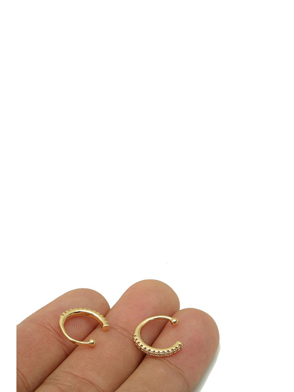 Sarı Zirkon Taşlı Kıkırdak Küpe 2Lİ set-2