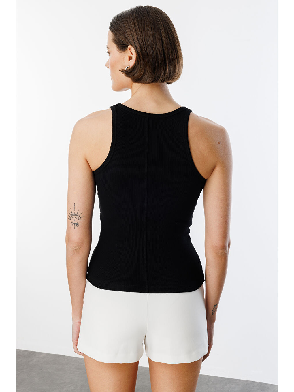 Siyah Kadın Fitilli Görünümlü Kalın Askılı Basic Atlet ATLET1-1