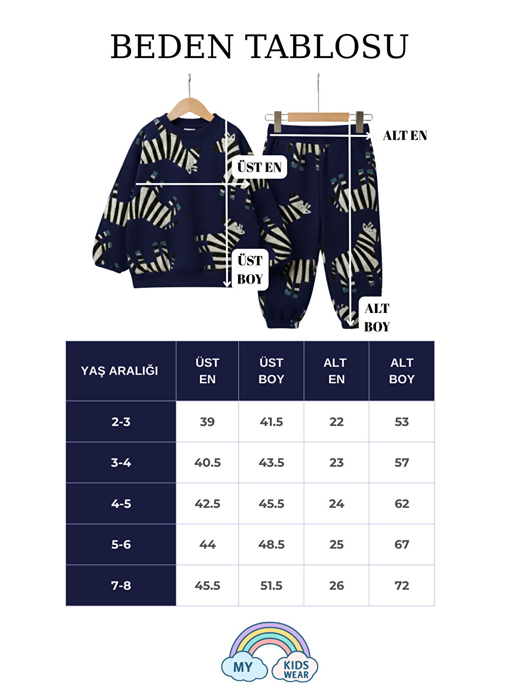 Lacivert Erkek Çocuk Zebra Figürlü Eşofman Takımı 2-8 Yaş 12324-4