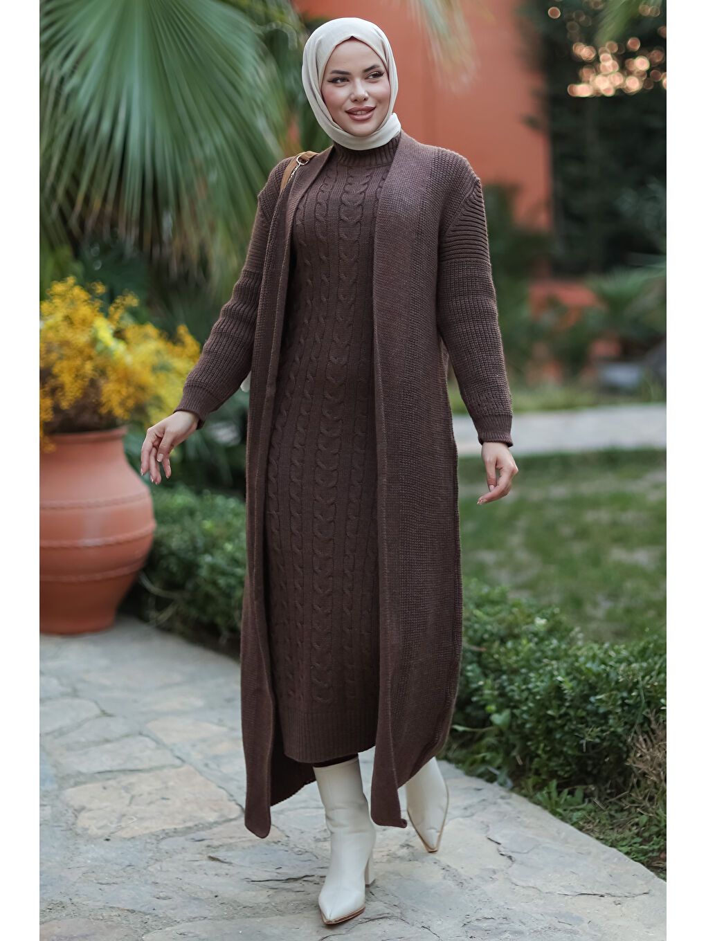 Kahverengi Triko İkili Takım Kahve - 27660-5