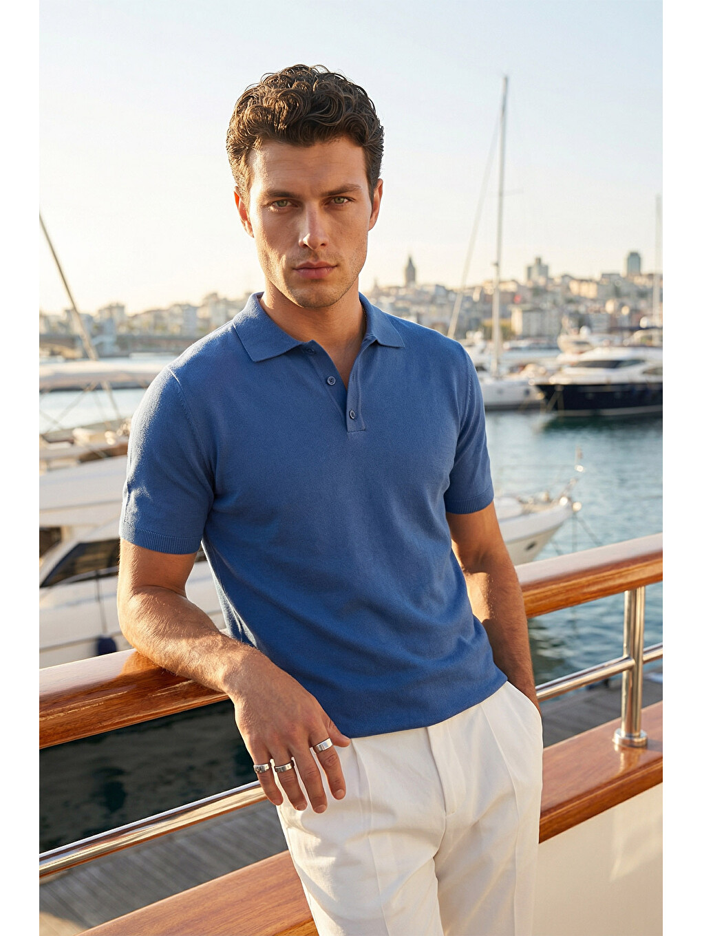Mavi Surin Premium Pamuk Triko Polo Yaka Regular Fit Erkek Tişört-1