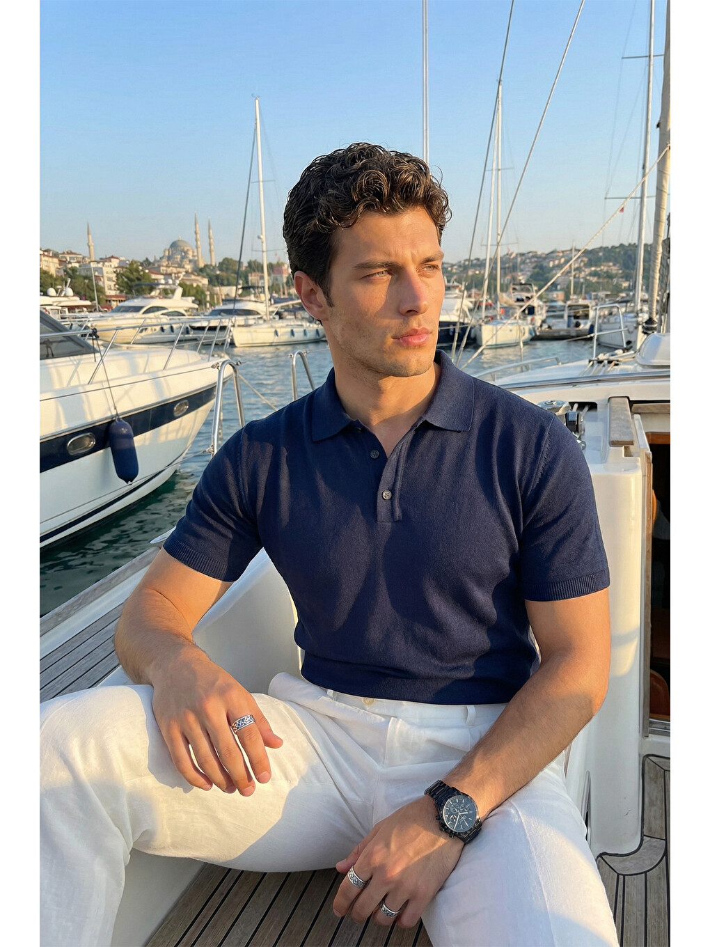 Lacivert Surin Premium Pamuk Triko Polo Yaka Regular Fit Erkek Tişört-3
