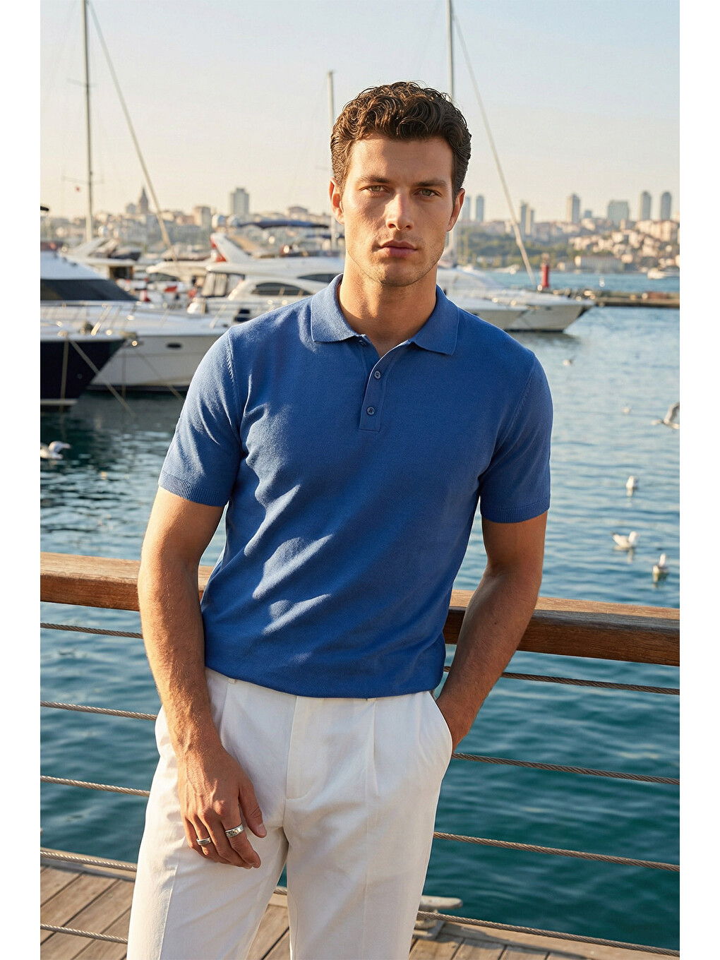 Mavi Surin Premium Pamuk Triko Polo Yaka Regular Fit Erkek Tişört-4
