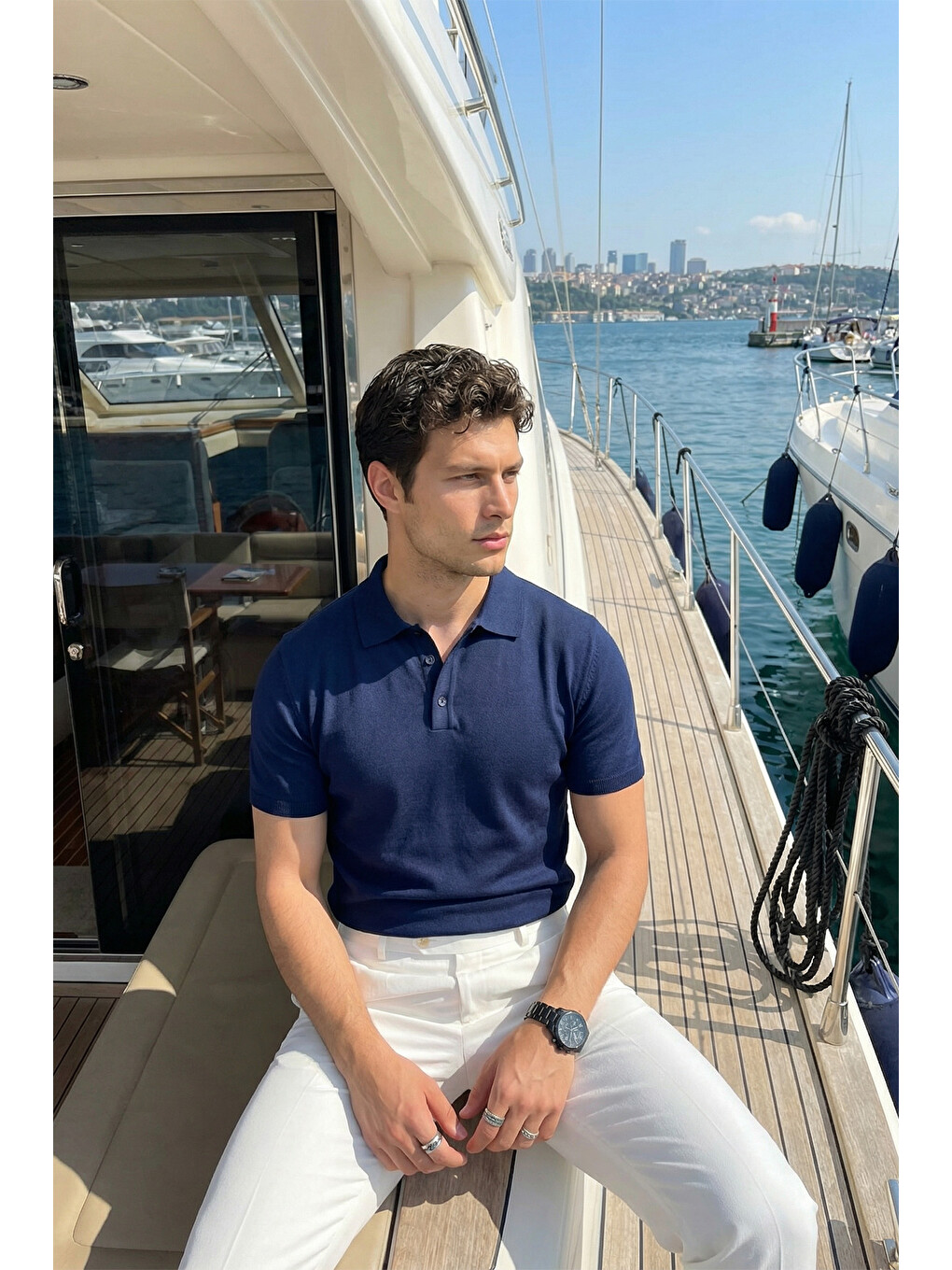 Lacivert Surin Premium Pamuk Triko Polo Yaka Regular Fit Erkek Tişört-4