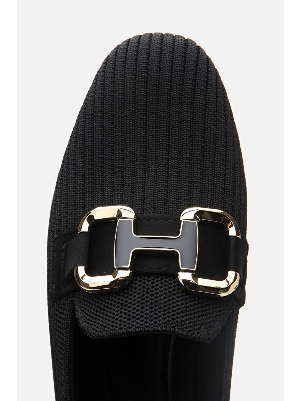 Kadın Siyah Örgü Detaylı Tokalı Günlük Loafer-6