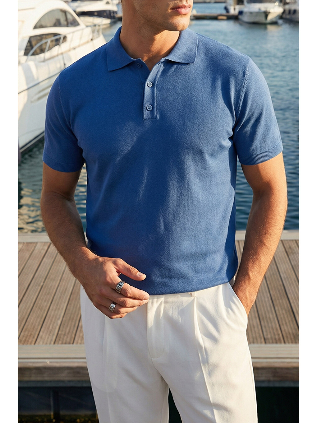 Mavi Surin Premium Pamuk Triko Polo Yaka Regular Fit Erkek Tişört-7